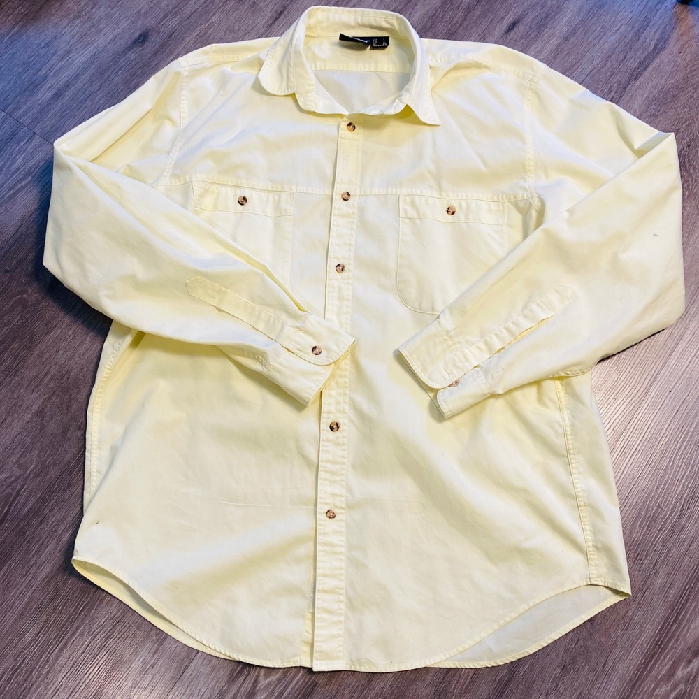 Vintage Patagonia DualSpun Mens Large Yellow Long Sleeve Button Down Shirt 
USA